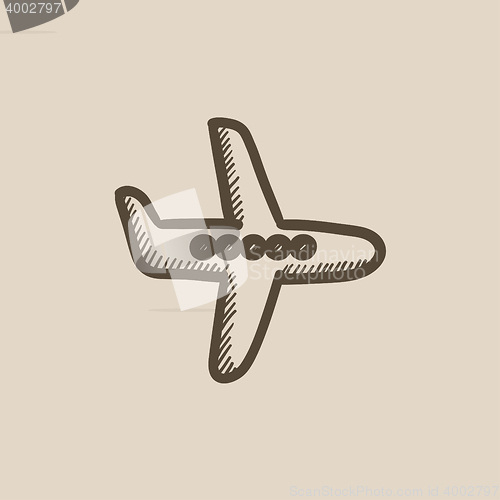 Image of Flying airplane sketch icon.