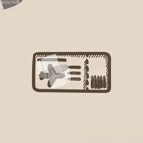 Image of Flight ticket sketch icon.