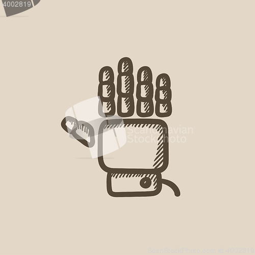 Image of Robot hand sketch icon.