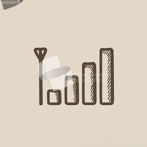 Image of Mobile phone signal sign sketch icon.
