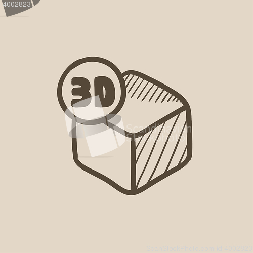 Image of Three D box sketch icon.