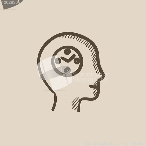 Image of Human head with clock sketch icon.