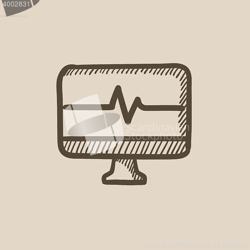 Image of Heart beat monitor sketch icon.