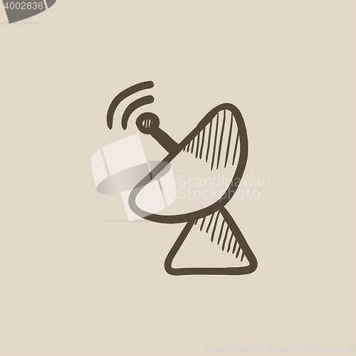 Image of Radar satellite dish sketch icon.