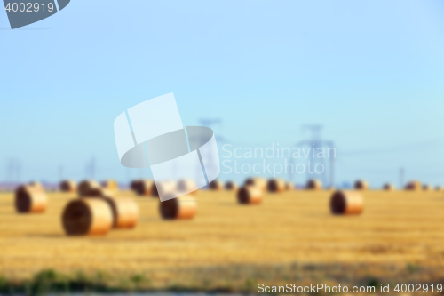 Image of haystacks in a field of straw