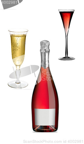 Image of bottle with glasses of champagne