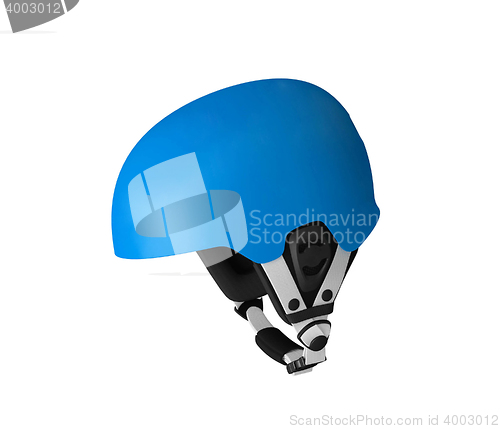 Image of blue bicycle helmet isolated
