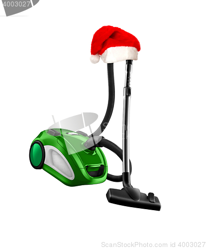 Image of Vacuum cleaner with christmas hat