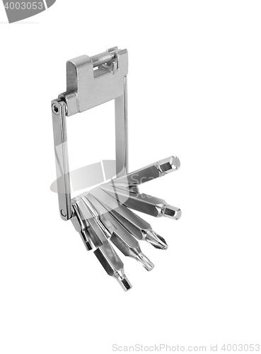 Image of Steel pliers folding multi tool opened isolated