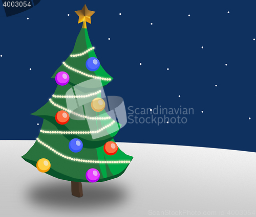 Image of christmas tree in a snowy landscape