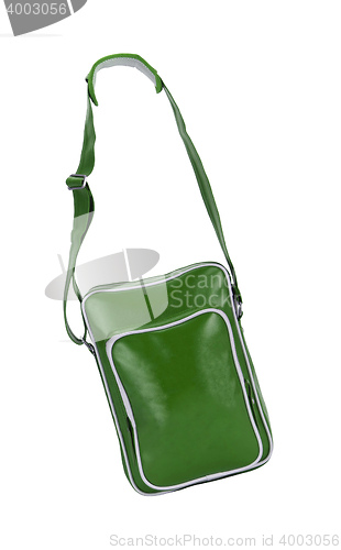 Image of Green leather bag isolated