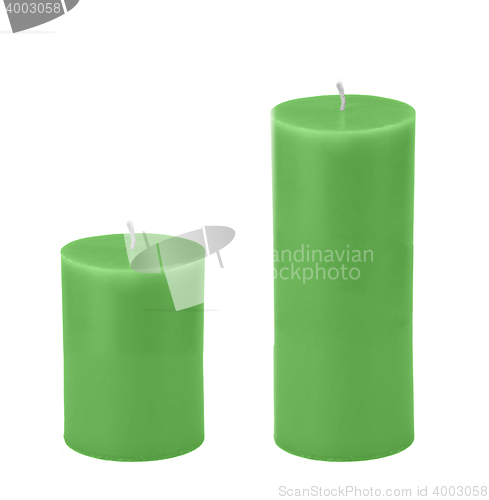 Image of green candles isolated on white with clipping path