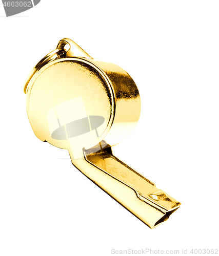 Image of Golden whistle pendant isolated on white background