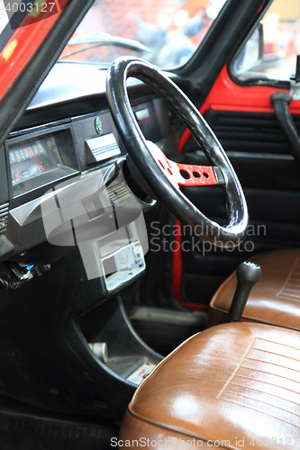 Image of very old car interior