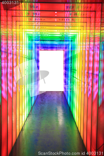 Image of rainbow color tunnel