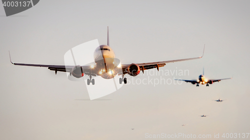 Image of Passenger jetliner landing in airport 