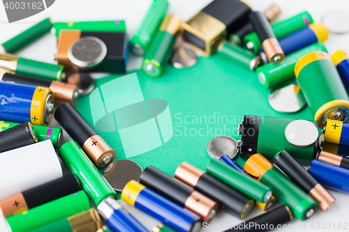 Image of close up of green alkaline batteries