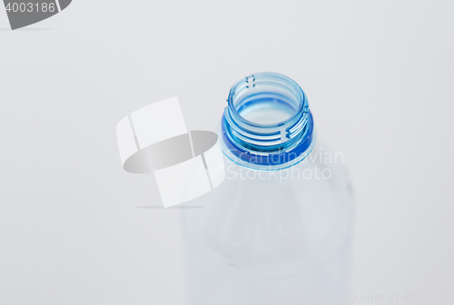 Image of close up of empty used plastic water bottle