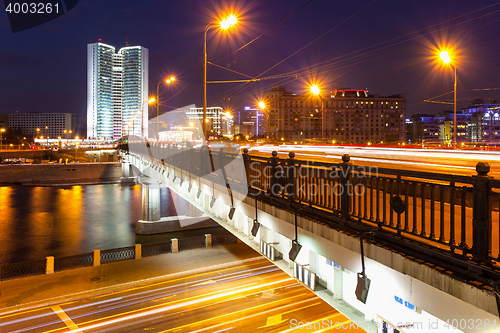 Image of Moscow, Russia, evening landscape with Kalinin bridge