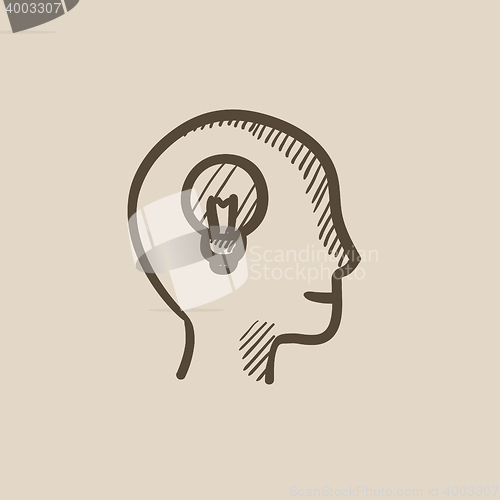 Image of Human head with idea sketch icon.