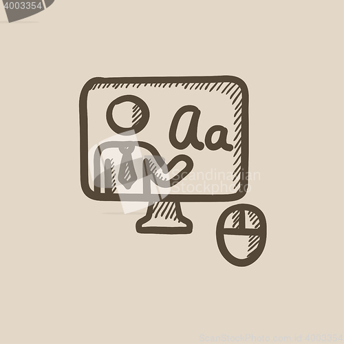 Image of Online education sketch icon.