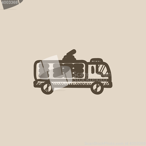 Image of Fire truck sketch icon.