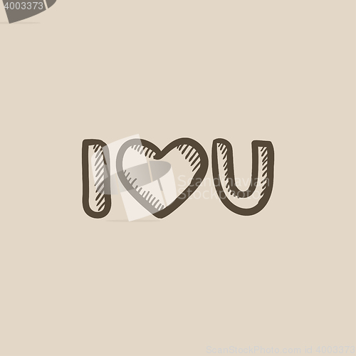 Image of Abbreviation i love you sketch icon.