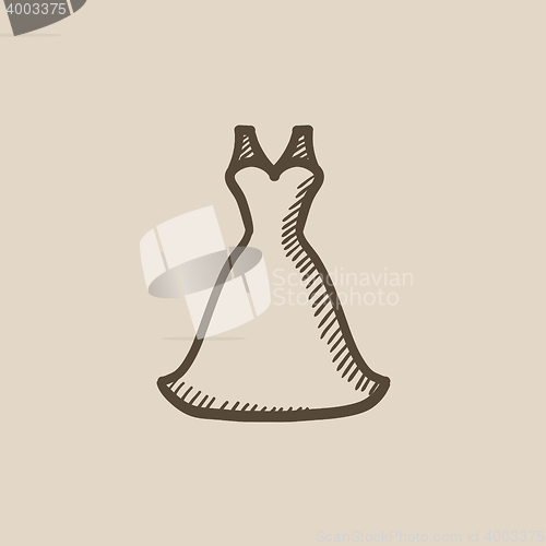 Image of Wedding dress sketch icon.