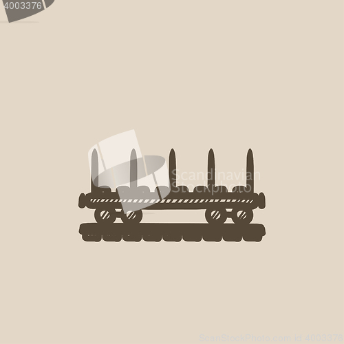 Image of Cargo wagon sketch icon.