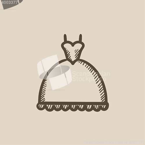 Image of Wedding dress sketch icon.