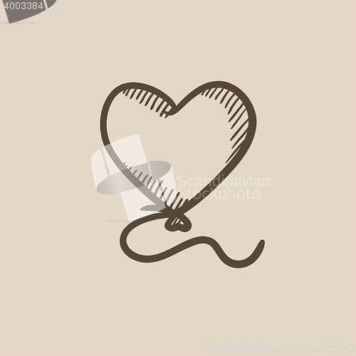 Image of Heart balloon sketch icon.