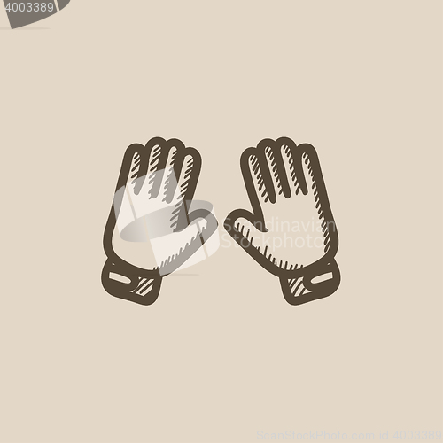 Image of Motorcycle gloves sketch icon.