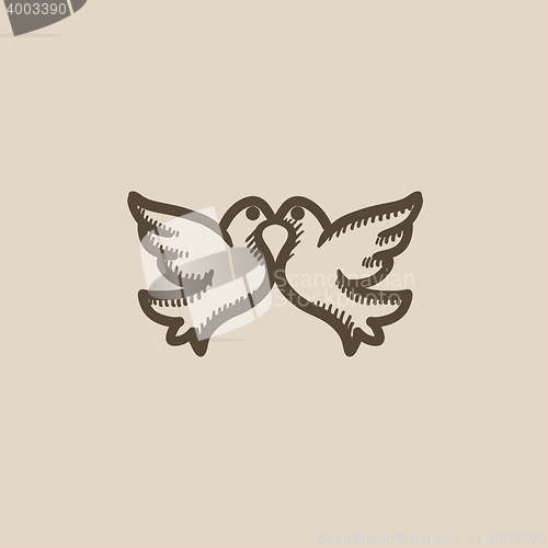 Image of Wedding doves sketch icon.