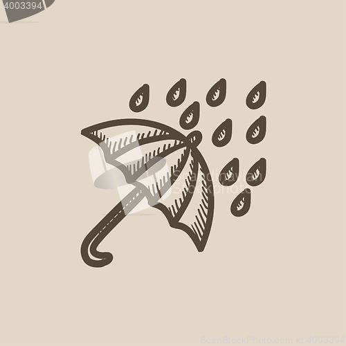 Image of Rain and umbrella sketch icon.