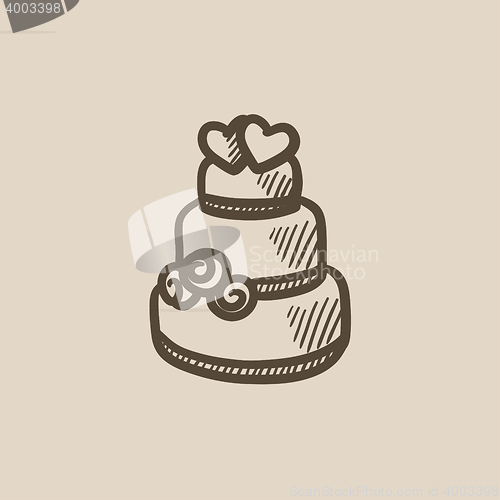 Image of Wedding cake sketch icon.