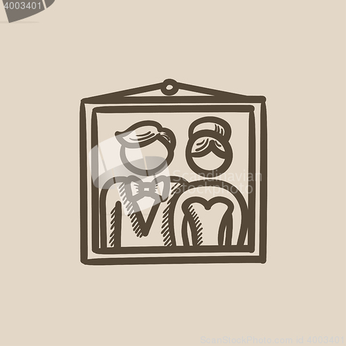 Image of Wedding photo sketch icon.