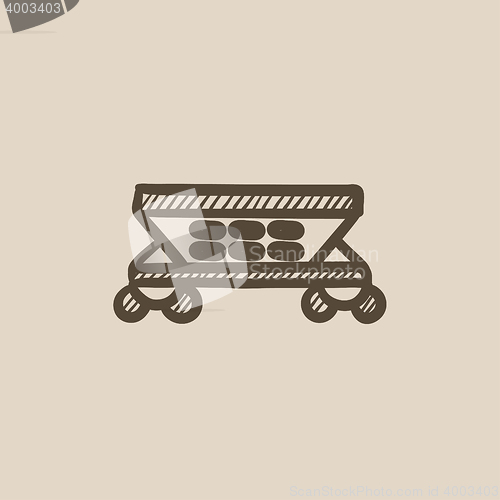 Image of Cargo wagon sketch icon.