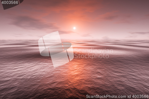 Image of a red sunset over the sea