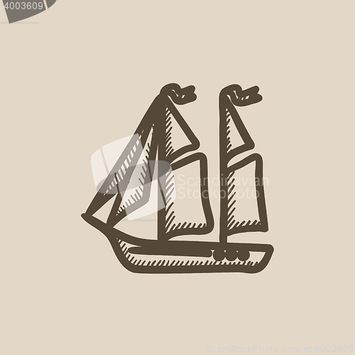 Image of Sailboat sketch icon.