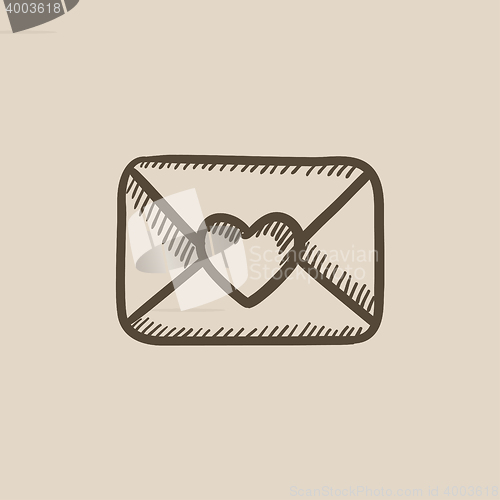 Image of Envelope with heart sketch icon.