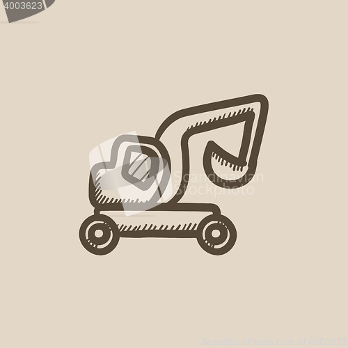 Image of Excavator truck sketch icon.