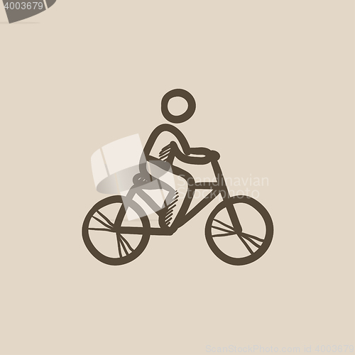 Image of Man riding bike sketch icon.