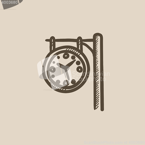 Image of Train station clock sketch icon.