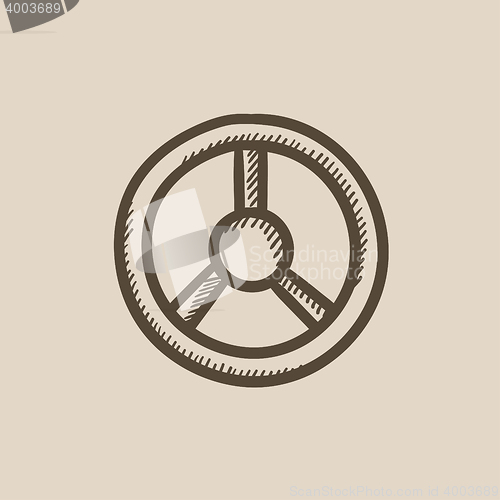 Image of Steering wheel sketch icon.