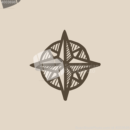 Image of Compass wind rose sketch icon.