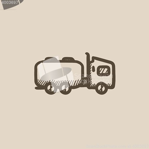 Image of Truck liquid cargo sketch icon.