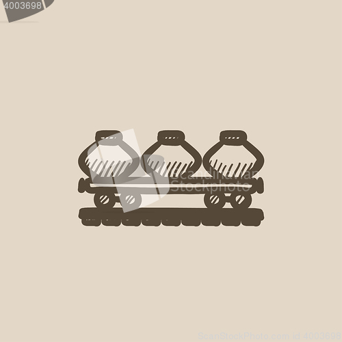 Image of Cargo wagon sketch icon.