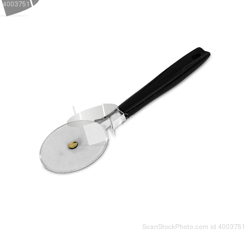Image of cutter for pizza on a white background