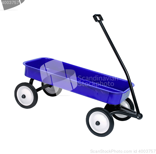 Image of blue Wheelbarrow isolated