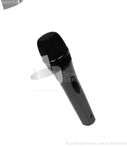 Image of big black microphone on a white background